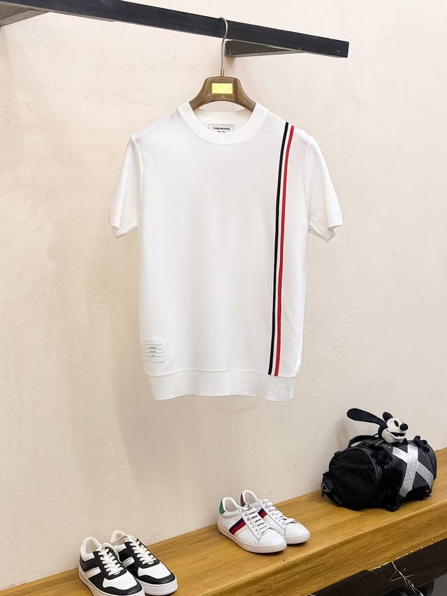 Tb 2025 Spring and Summer new knitted short sleeves, imported knitted fabrics, s