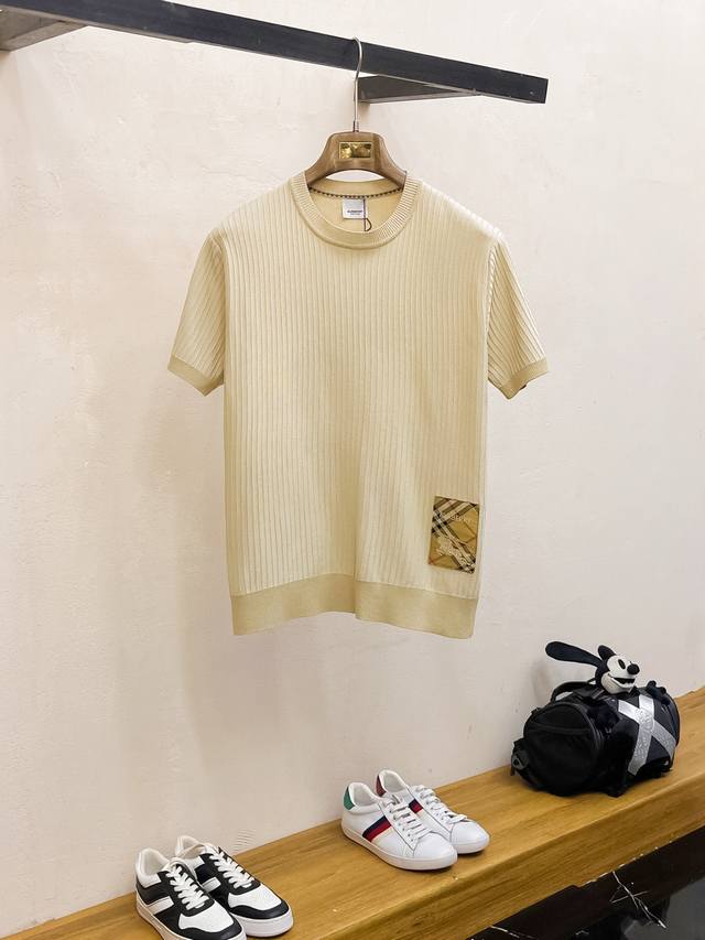 BURBERRY 2025 Spring and Summer new knitted short sleeves, imported knitted fabr