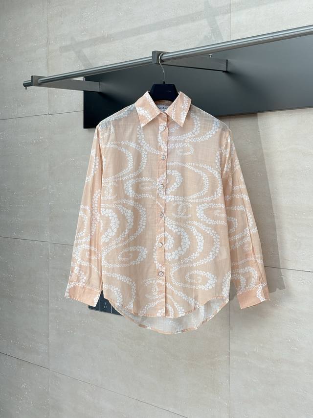 Chane* Chanel 25 Coco Beach Resort Series Lapel Shirt Imported pure cotton fabri