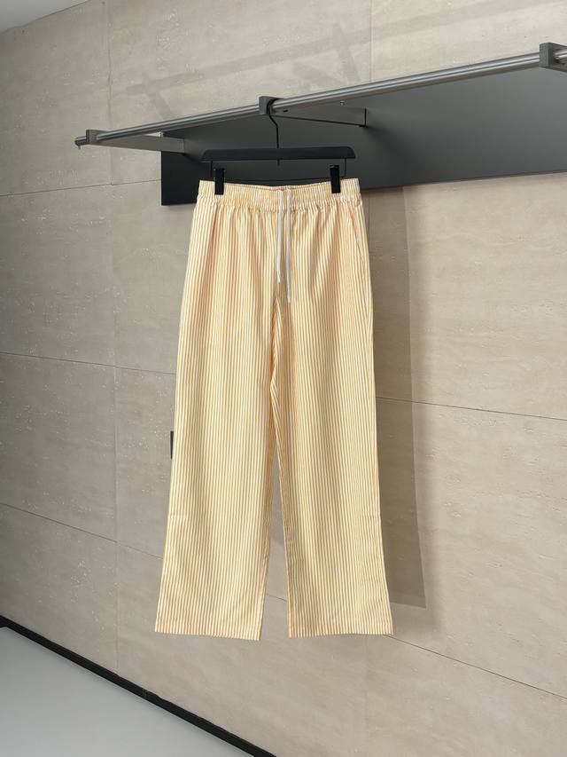 Lv Louis 25Fw Early Autumn new yellow and white striped casual pants Full-width
