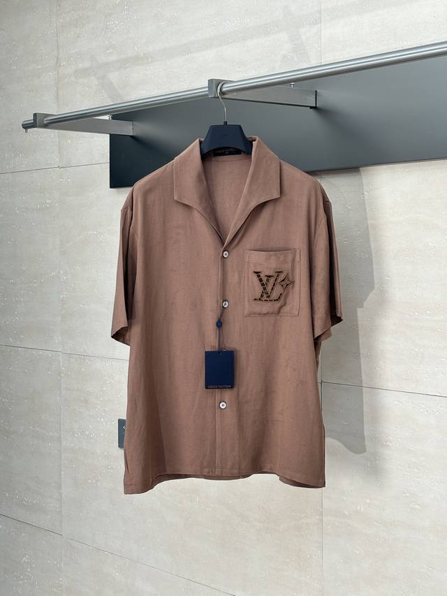 Lv Louis Spring and Summer New Cotton and Linen Hollow Embroidery Short Sleeve S