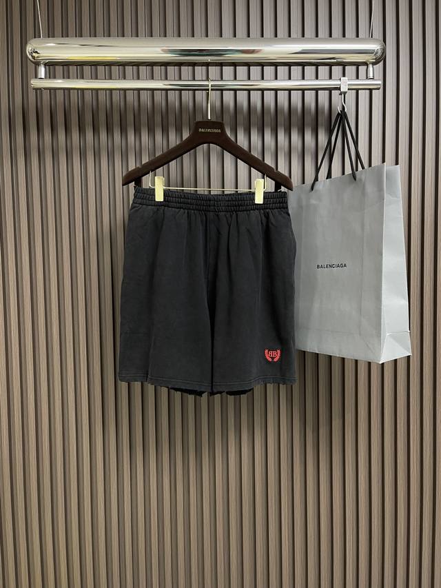 Balenciaga Bb wheat ear embroidered distressed shorts, custom-woven special wash