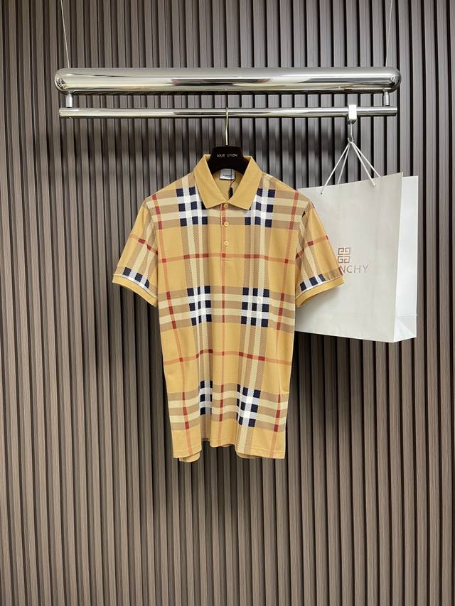 Burberry Checked mesh print short-sleeved polo shirt, made from stretch cotton b