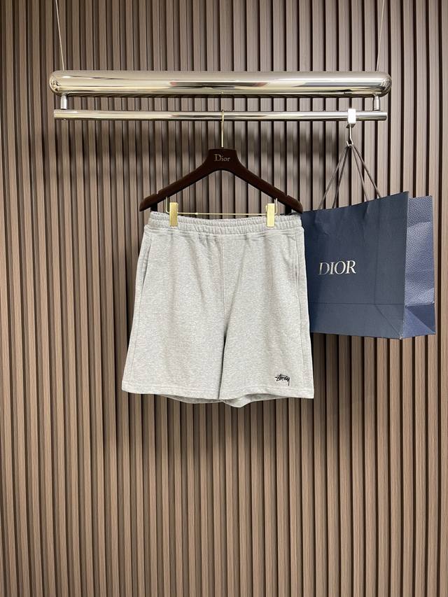 Stussy 2025Ss logo embroidered loose casual shorts, custom 260G pure cotton fabr