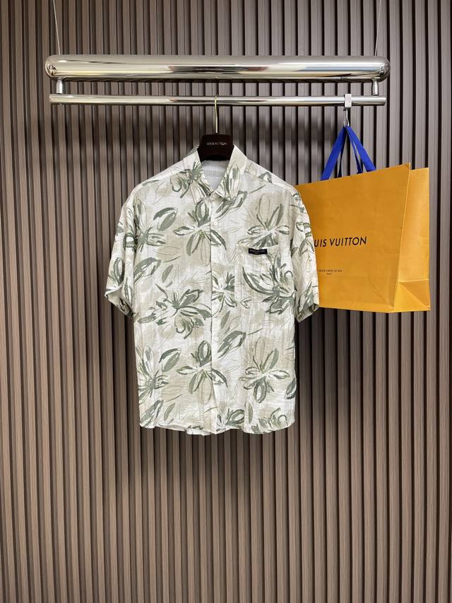 Lv 2025Ss Spring/Summer new simple textured summer short-sleeved shirt, with ric