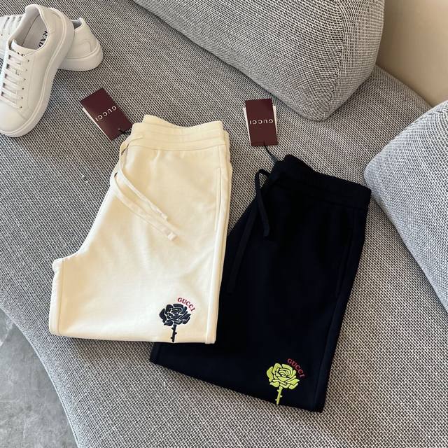 Gucci 2025Ss spring and summer new floral embroidered men's casual drawstring s
