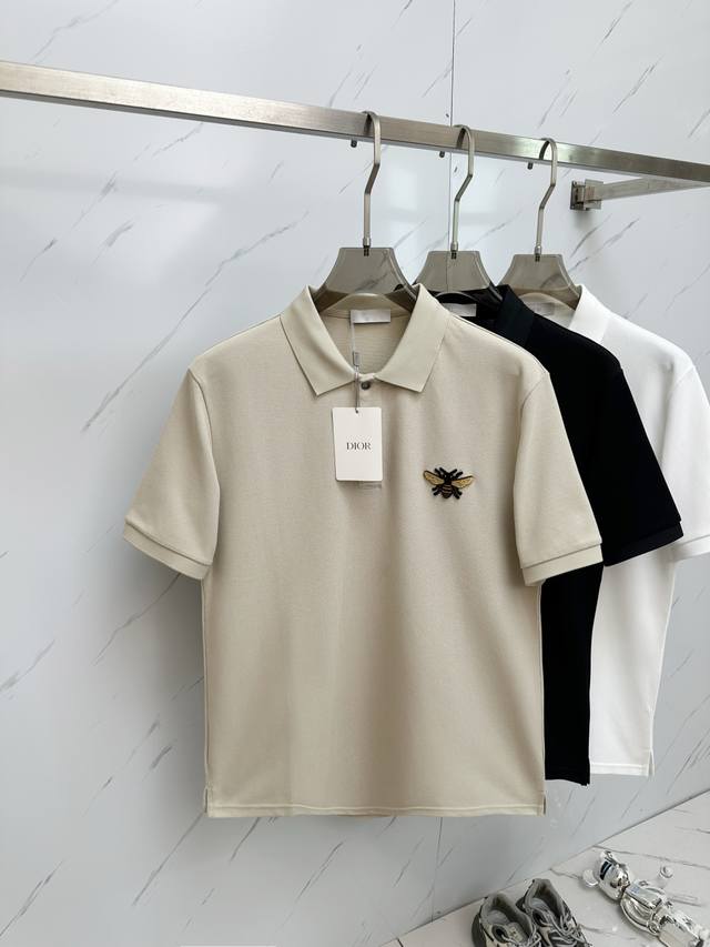 Dior latest and top version of Polo shirt short sleeves, top quality. Jade silk