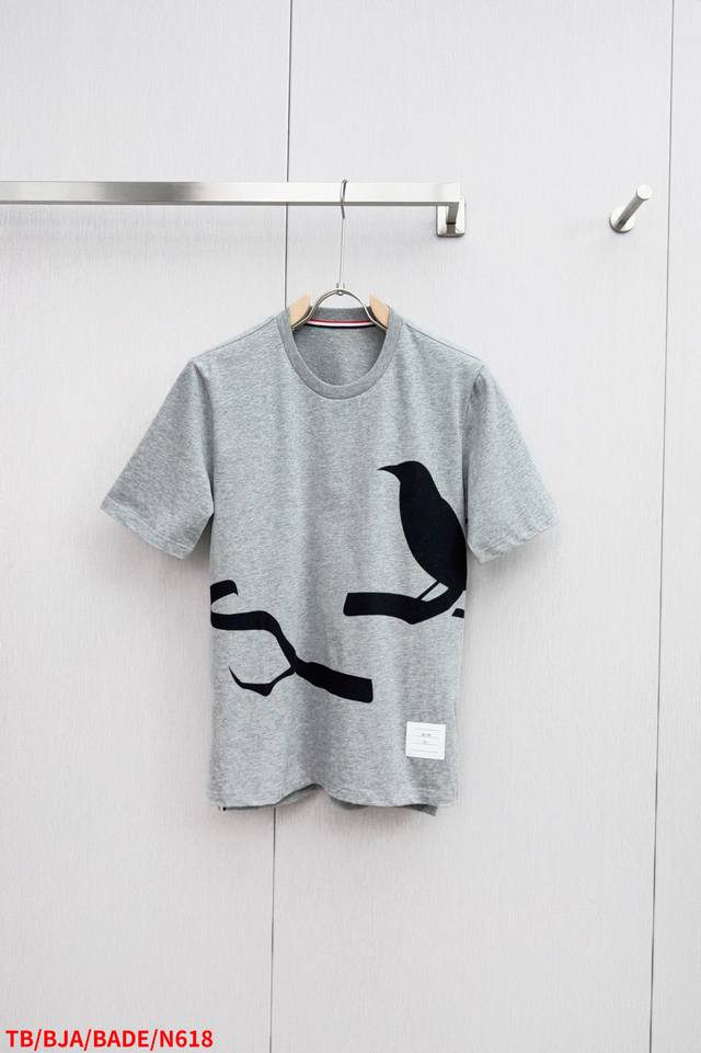 N618 Tb Flower and bird graffiti round neck short sleeves! 100% plain cotton mat