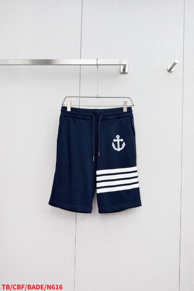 N616 Tb New anchor print yarn-dyed four-bar casual shorts Anchor embroidered sho