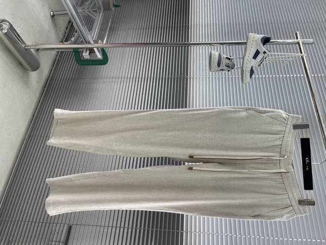 Loro Piana drawstring casual linen pants Fashion series, unique design, drawstri