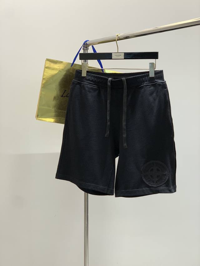 Stone Island Very handsome shorts Dark night black label design Single side cur