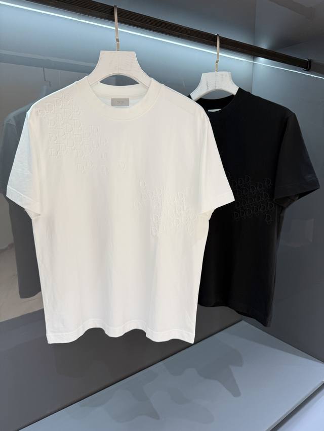 New 2025Ss Summer new Di*R logo embroidered round sleeve T-shirt with superb fa