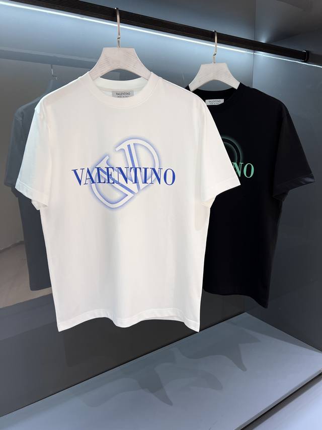 New Valencia Heavy Printed Val Men's Round Neck Short Sleeve T-shirt 2025Ss Spr