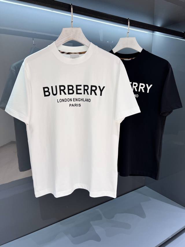 New classic letters 2025Ssbur*Erry men's round neck fashion logo sports short-sl
