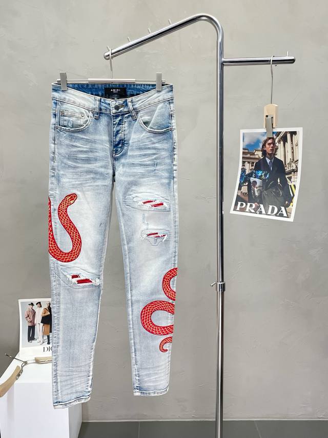 Amiri exclusive new casual straight jeans high-end version! Custom-made fabrics