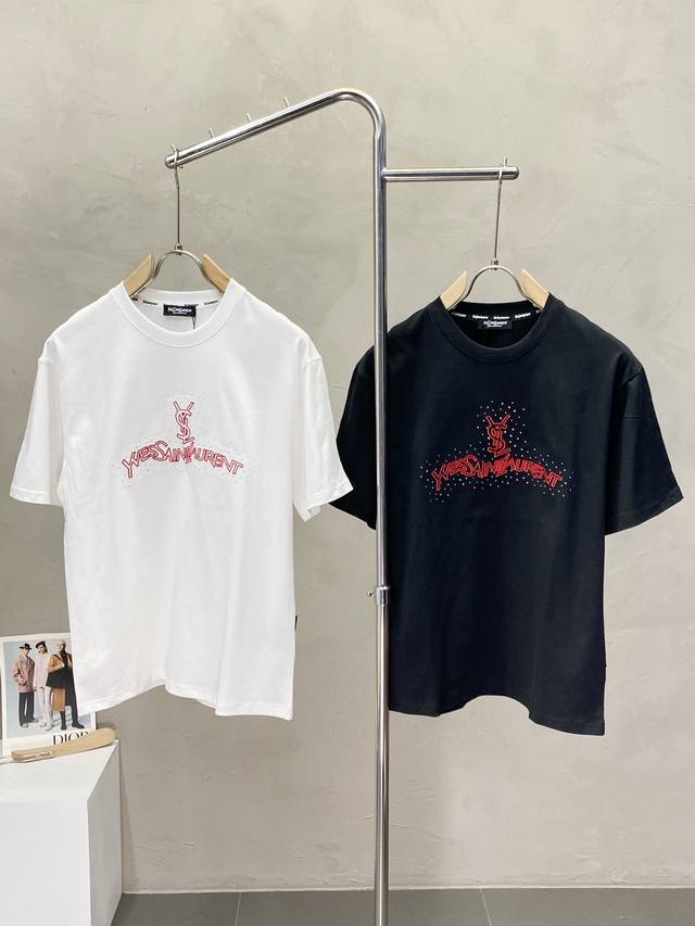 Saint Laurent Ysl exclusive new original men's casual short-sleeved high-end cus