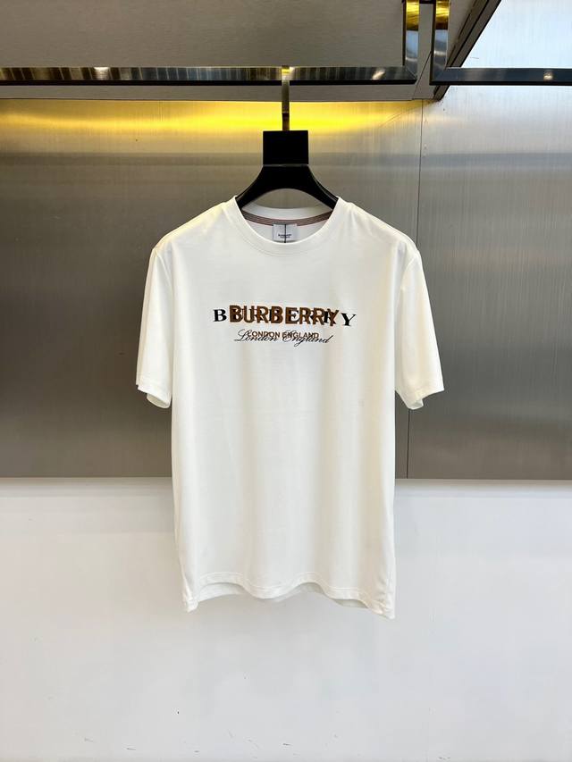 BURBERRY, 2025 Summer Men's Round Neck Fashion Three-dimensional Letter Casual E