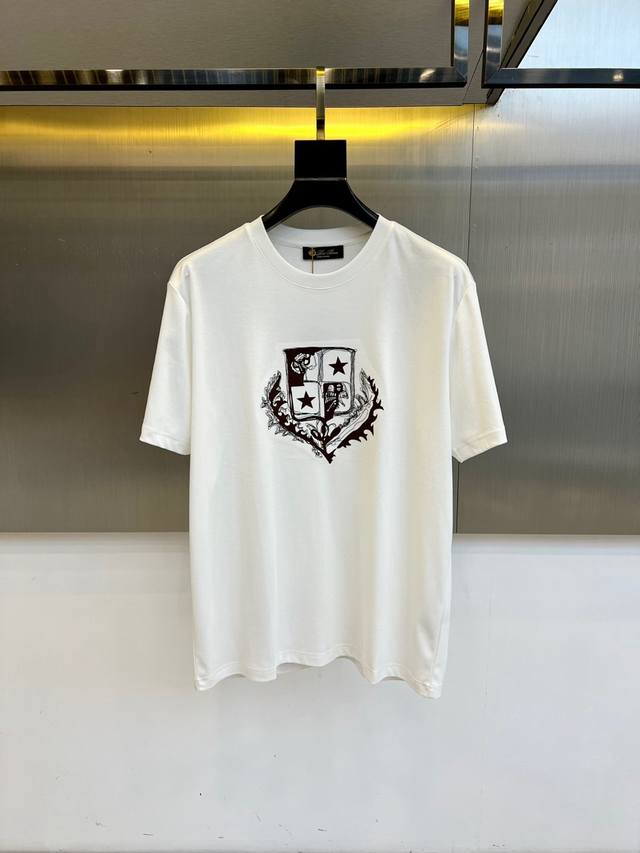 Lp, 2025 Summer Men's Round Neck Fashion Three-dimensional Letter Casual Europea