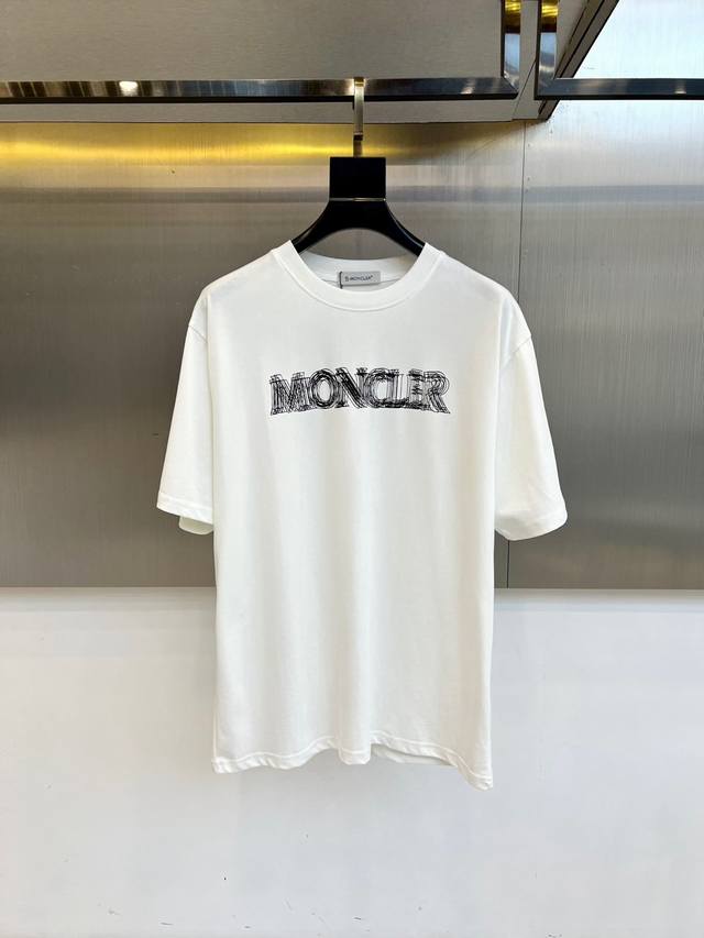 Moncler, 2025 summer men's round neck fashionable three-dimensional letter casua