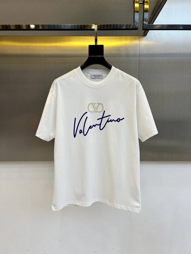 Valentino, 2025 summer men's round neck fashionable three-dimensional letter cas