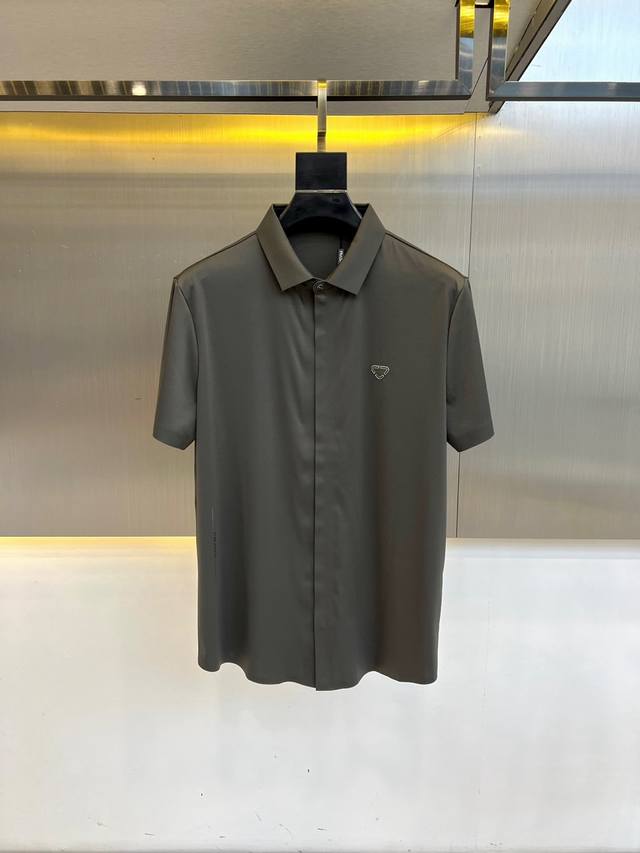 Prad, 25 Summer men's light luxury high-end business casual short-sleeved shirt.