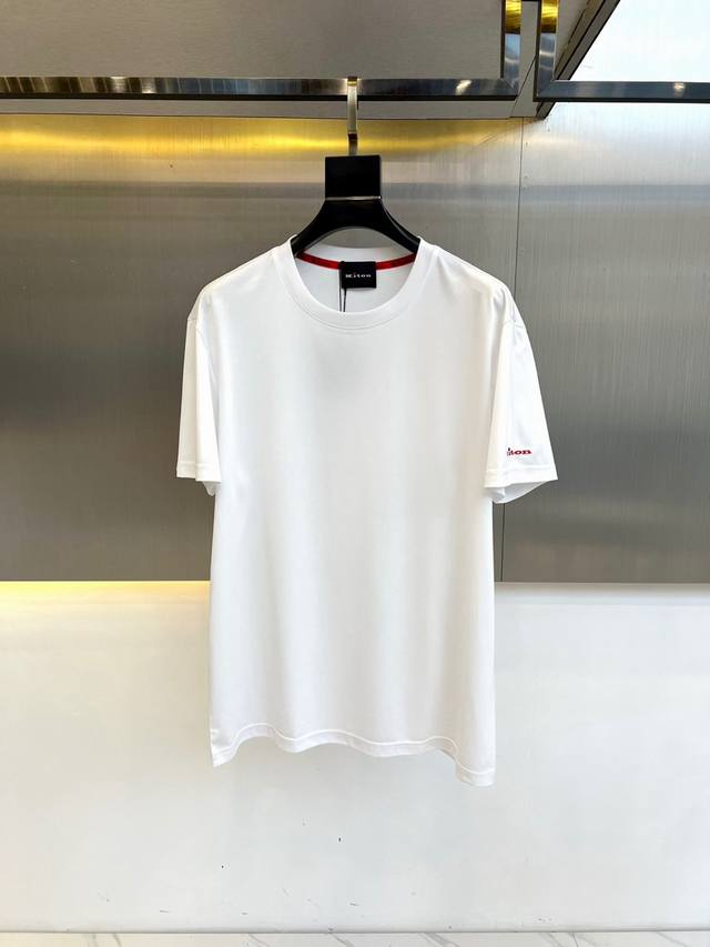 Kiton-2025 Spring and Summer New Men's Round Neck Mercerized Cotton Short Sleeve