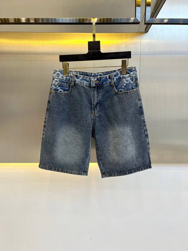 Gucc Gucci, 2025 summer new men's denim shorts, perfect lining, fashionable clas