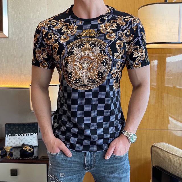 V Sizhe 2025Ss spring and summer fashion printed short-sleeved T-shirt, original
