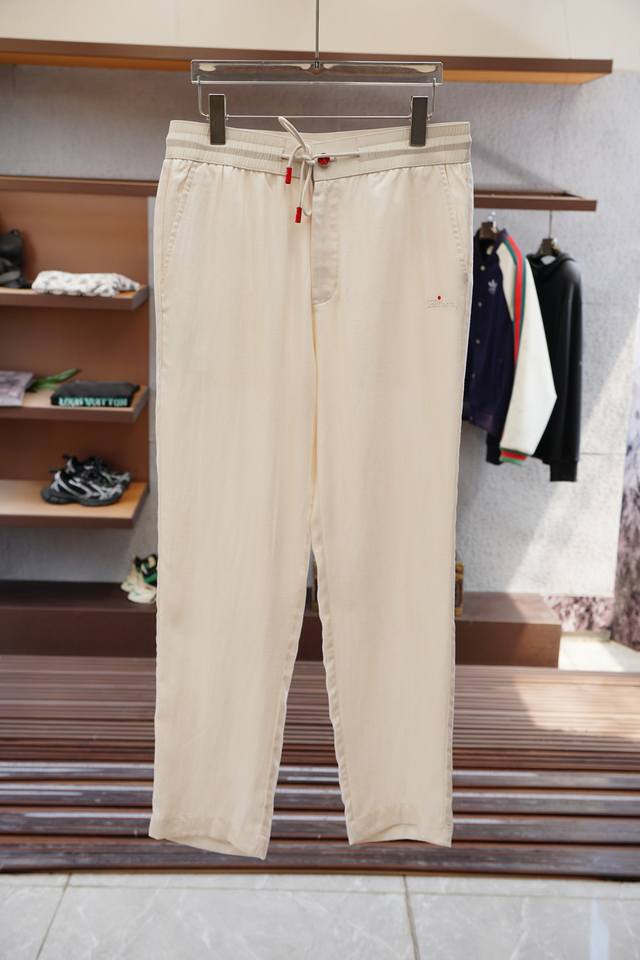 Kiton Kiton high-end Tencel linen casual pants Color: off-white, khaki, navy blu