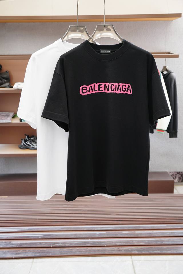 Balenciaga, 2025Ss series new men's round neck short sleeves with luxurious bran