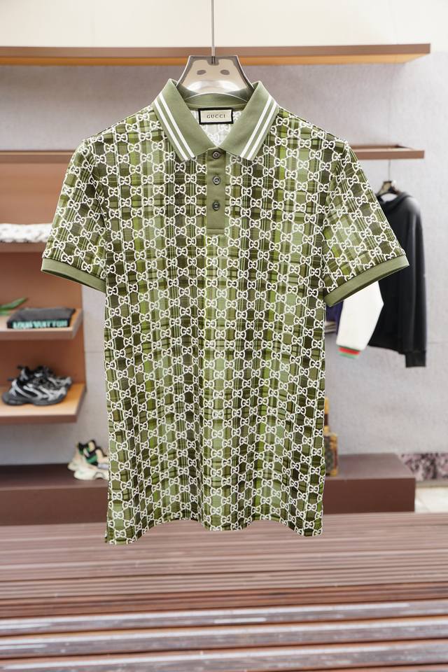 Gucci-2025Ss new summer Logo men's lapel Polo shirt! Classic business men's styl
