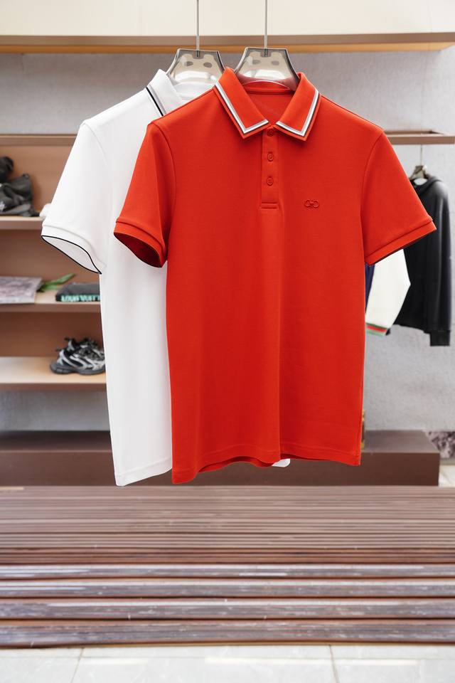 Salvatore Ferragamo-2025Ss new summer logo men's lapel Polo shirt! A classic bus