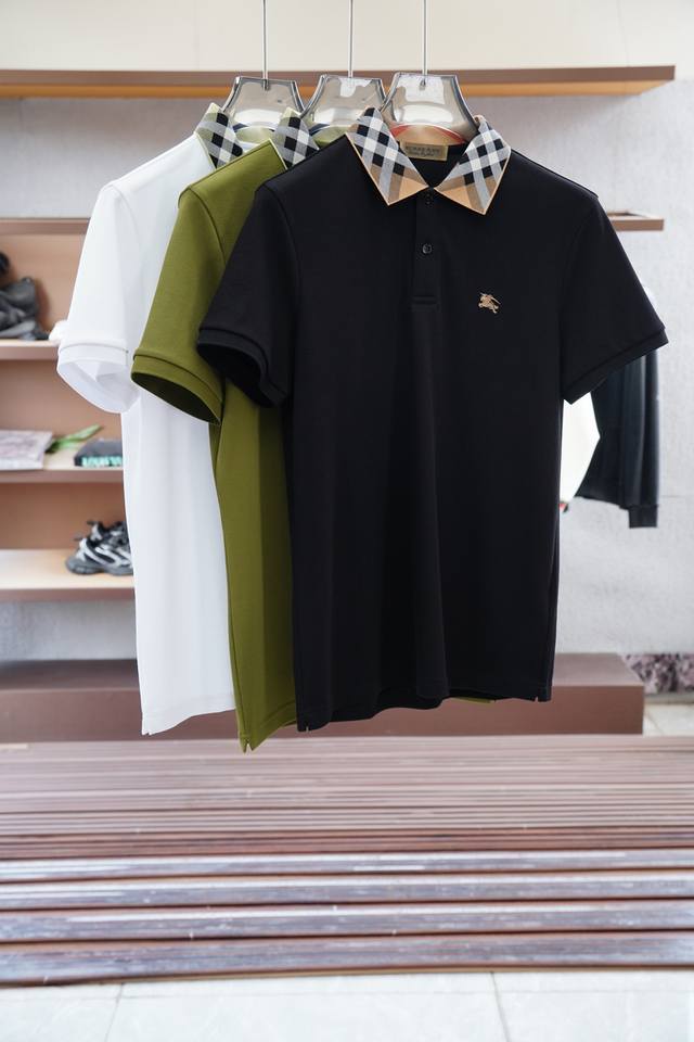 BbrBURBERRY 2025Ss new summer Logo men's lapel Polo shirt! A classic business me