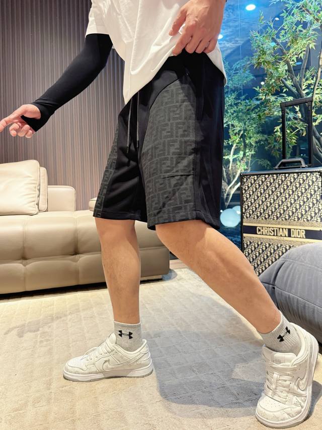 Fendi three-label complete 2025 summer new men's casual shorts, high-end custom