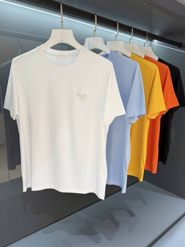 New product Jy- Triangle round neck letter 2025 summer new product Pr*Da men's r