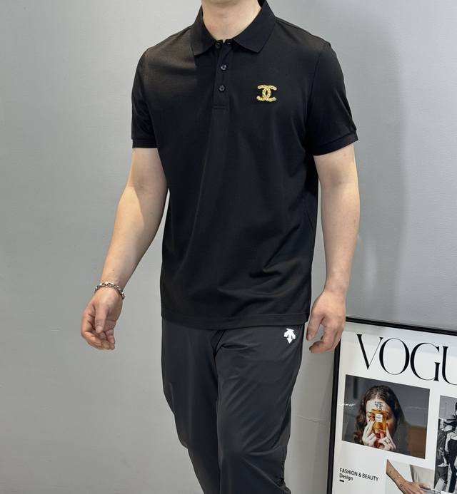 Ch Anel*2025S new style recommendation. Classic embroidery Polo shirt on the che
