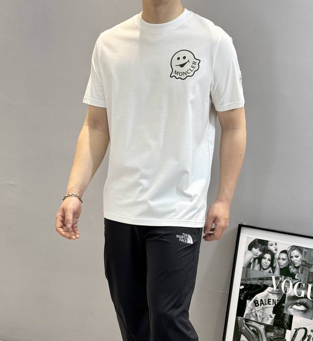 Moncle*Mon-kou 25S new summer round-neck short-sleeves. The brand graphic logo i