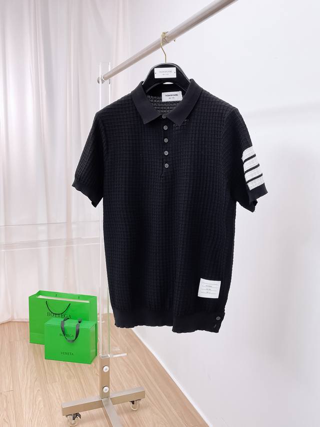 Tb 2025 Spring and Summer new men's top lapel knitted short-sleeved T-shirt, the
