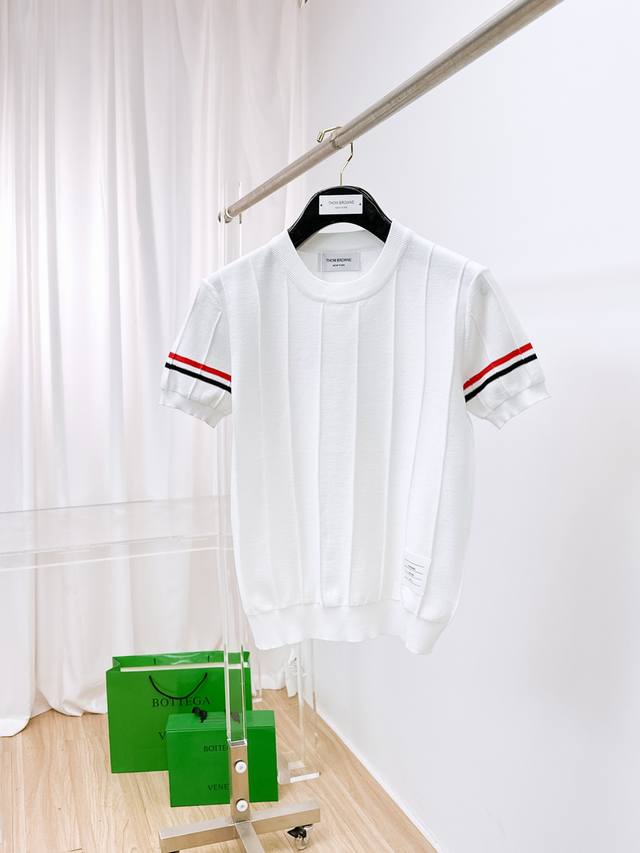 Tb 2025 Spring and Summer new men's top knitted short-sleeved T-shirt, the brand