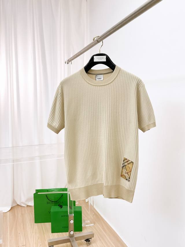 2025 Spring and Summer new men's top knitted short-sleeved T-shirt, the brand's