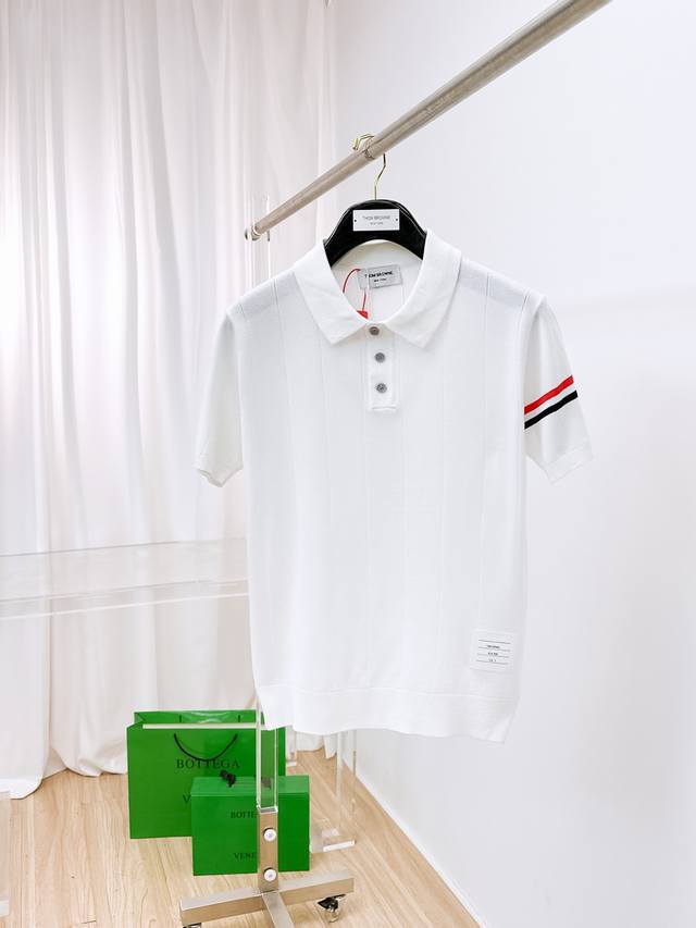 Tb 2025 Spring and Summer new men's top lapel knitted short-sleeved T-shirt, the