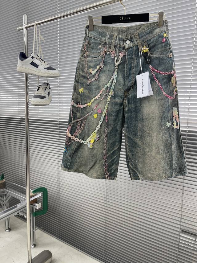1914529FFF #Acne Studio 25Ss New denim shorts with a loose fit, low-mid rise, st
