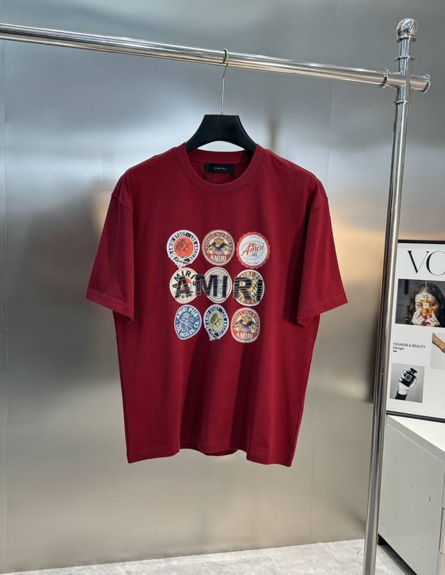 Amiri*25S New round neck T-shirt. Unisex! Basic letter printing. Clear color sep