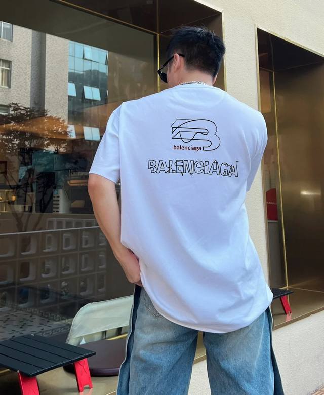 Balenciag* Paris 25S new round neck T-shirt. Fashion brand T-shirt! Same style f