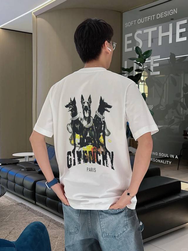 Givench* Givenchy 25S new round neck Tee. Unisex~Best seller. Customized cracked