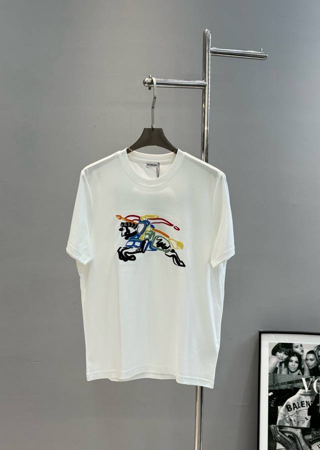Bbr*BURBERRY 25S new spring and summer round neck short T. Original quality! Hea