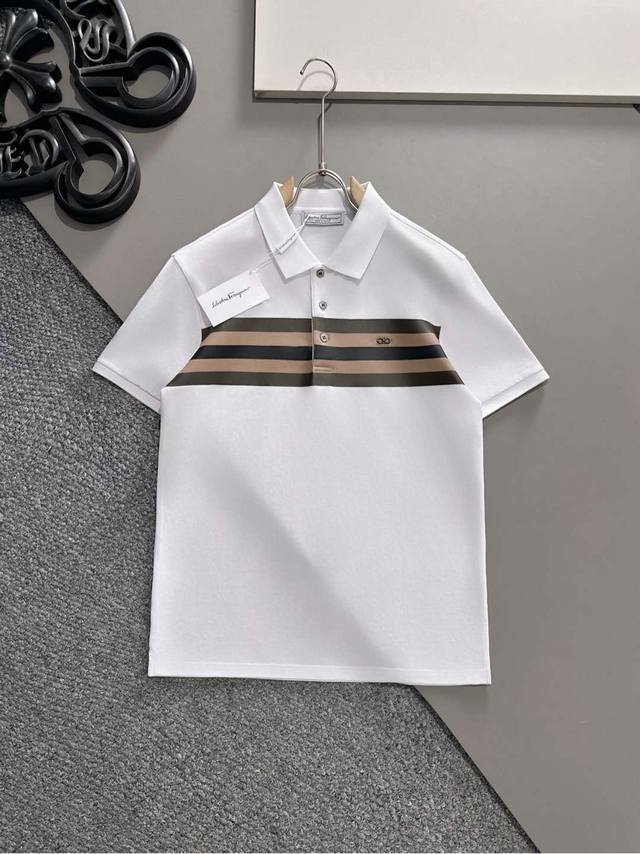 Salvatore Ferragamo 2025Ss new summer logo men's lapel Polo shirt! A classic bu