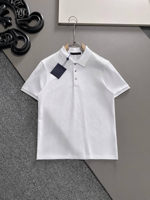 Lv 2025Ss New Summer Logo Men's Lapel Polo Shirt! Classic business men's style,