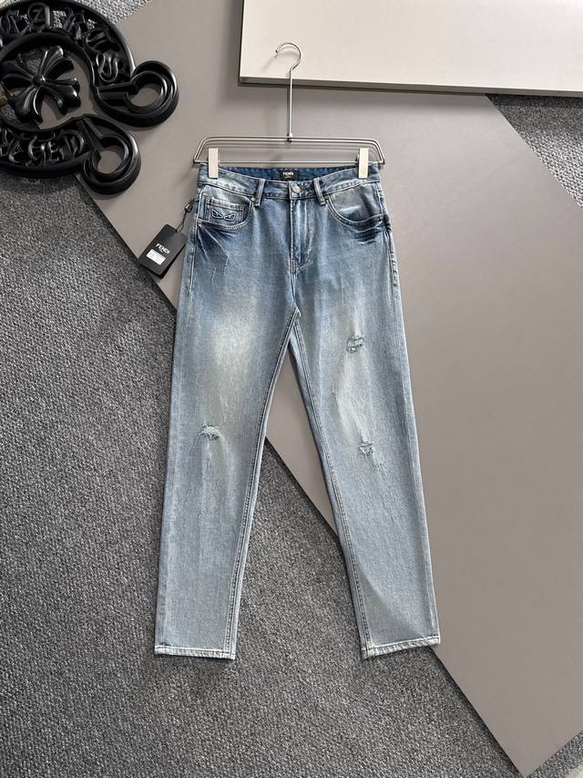 Fendi 2025Ss spring and summer new slim-fit jeans perfect washing process custo