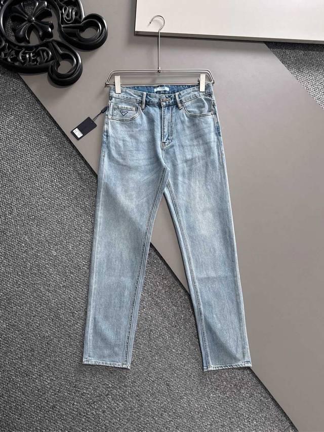 Prada 2025Ss Spring and Summer new slim-fit jeans Perfect washing process Custo